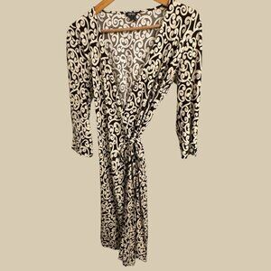 Kenneth Cole Reaction Brown Taupe Wrap Midi Dress M